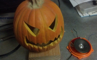 theres not enough room inside to really hold the control board and power supply so running the wires out the bottom lets us mount the pumpkin onto a - Halloween Wav Files theres not enough room inside to really hold the control board and power supply so running the wires out the bottom lets us mount the pumpkin onto a - Halloween Wav Files