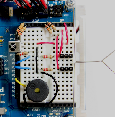 An example of an IR receiver pointing upwards for the ActivityBot robot.