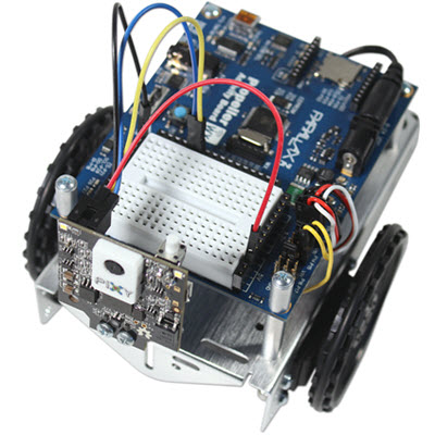 Pixy2 CMUcam module mounted on an ActivityBot 360° robot