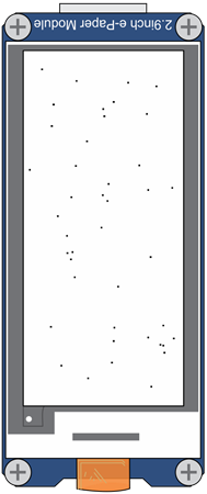 ePaper Module showing the Random Dots Blockly Program.