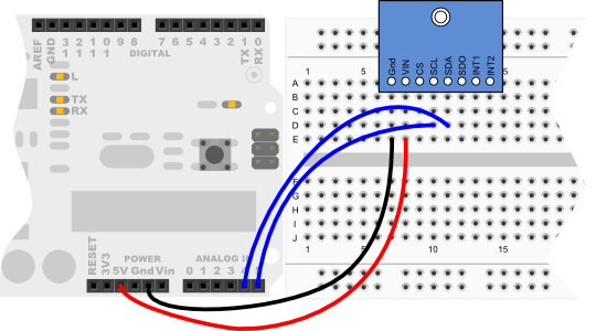 3-Axis Gyroscope Module wiring diagram for Arduino Uno