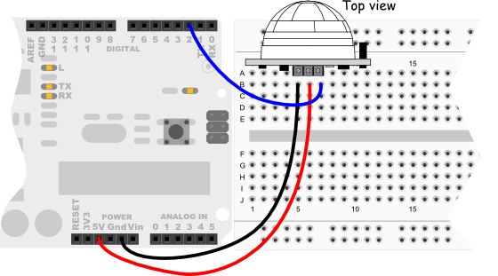 PIR Sensor wiring diagram for Arduino Uno