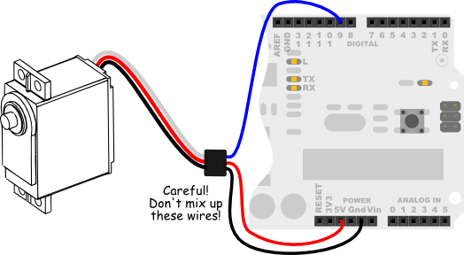 Parallax Standard Servo wiring diagram for Arduino Uno