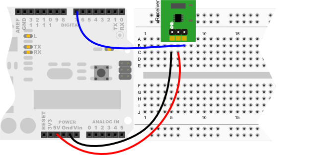 Polar Heart Rate Receiver wiring diagram for Arduino Uno