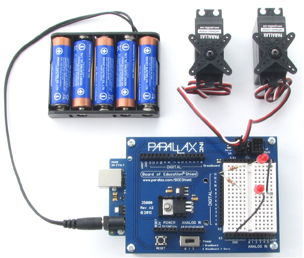 5-cell AA battery pack setup for the BOE Shield-Bot