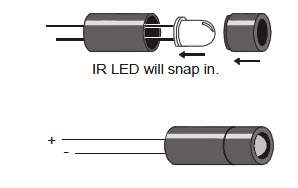 IR LED and standoff assembly diagram