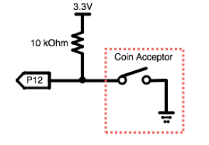 Simple schematic showing the Coin Acceptor and its connection to your Propeller.
