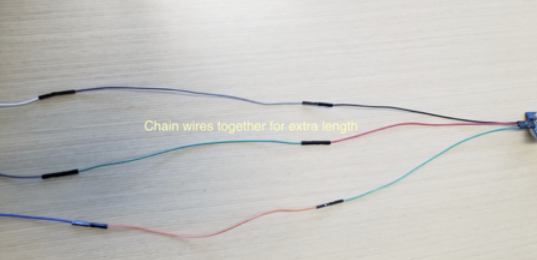 Chaining wires together.