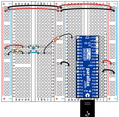 Propeller FLiP wiring for the Precision Timing tutorial.