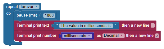 Display your timer count in BlocklyProp.