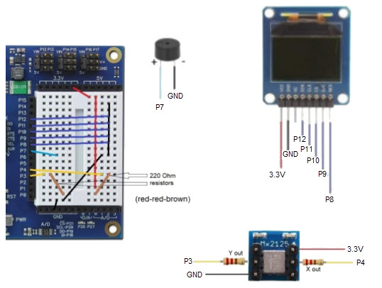 Schematics and graphic of board wiring with no sensors installed.