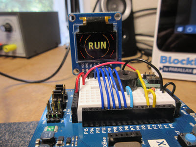 OLED Display on a running Seismometer device.