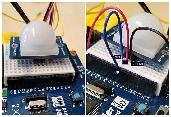 Mounting the PIR and wiring to the board.