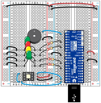 Wiring for the Propeller FLiP tilt tones project.