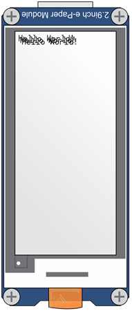 ePaper module displaying an overlapping Hello World! text.