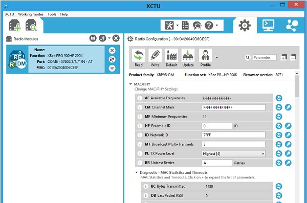 coolterm send data xbee