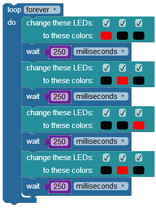 Basic red LED "scanner" program.