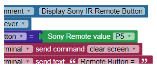 The Sony Remote value block with P5 selected.