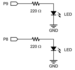 P8 and P9 LED circuit schematics.