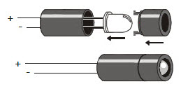 Infrared LED standoff and light shield assembly pieces