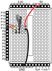IR Remote breadboard wiring for the cyber:bot.