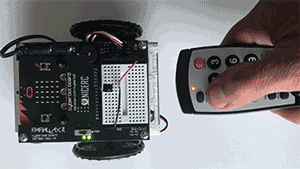 cyber:bot demonstrating IR receiver functions.