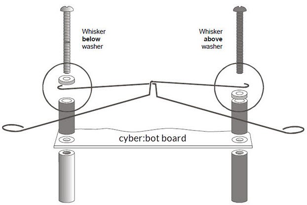 cyber:bot whiskers installed on grounded chassis posts