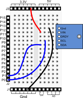 Compass Module wiring diagram for Propeller BOE