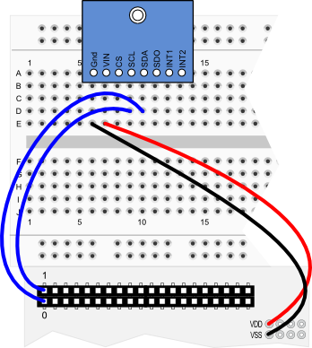 3-Axis Gyroscope Module wiring diagram for Propeller QuickStart board
