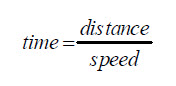 Equation: travel time equals distance over speed