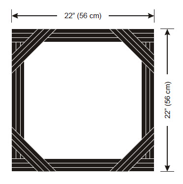 Rows of black electrical tape applied near the edges of white poster board simulate a drop-off