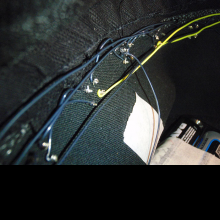 Close up of LED wiring inside the hat.